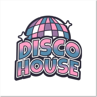 DISCO HOUSE  - Y2K Disco Ball (pink/slate blue) Posters and Art